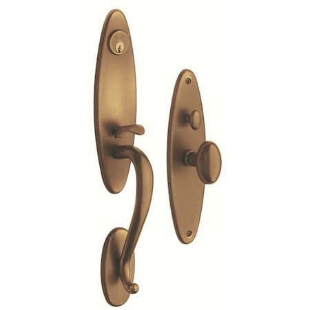 Baldwin Double Cylinder Handlesets Satin Brass with Brown 6573.060.DBLC